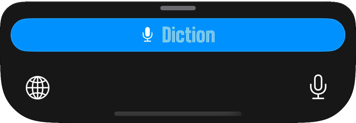 Diction keyboard, just the bar, dark mode