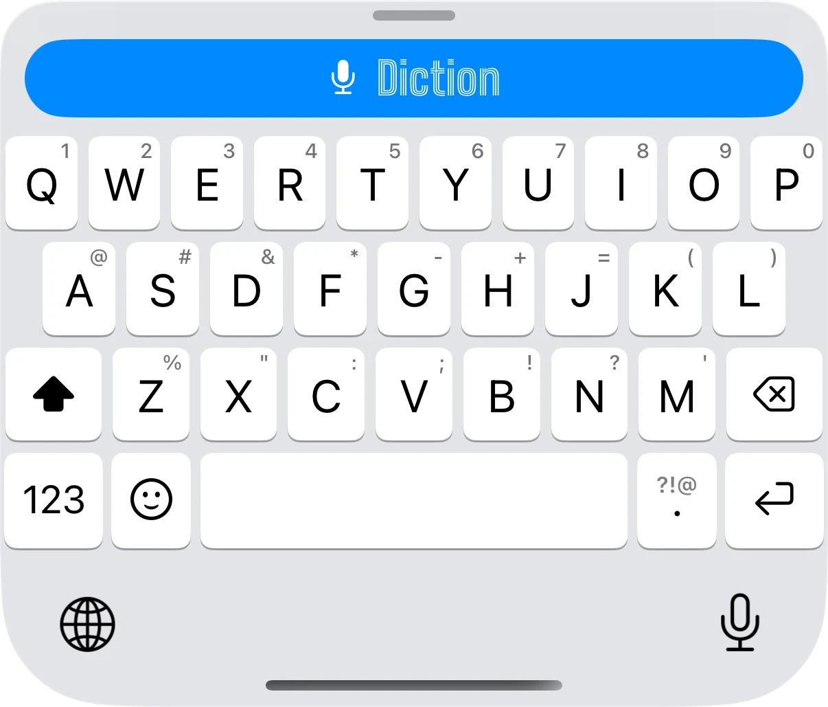 Diction keyboard, full keyboard, light mode